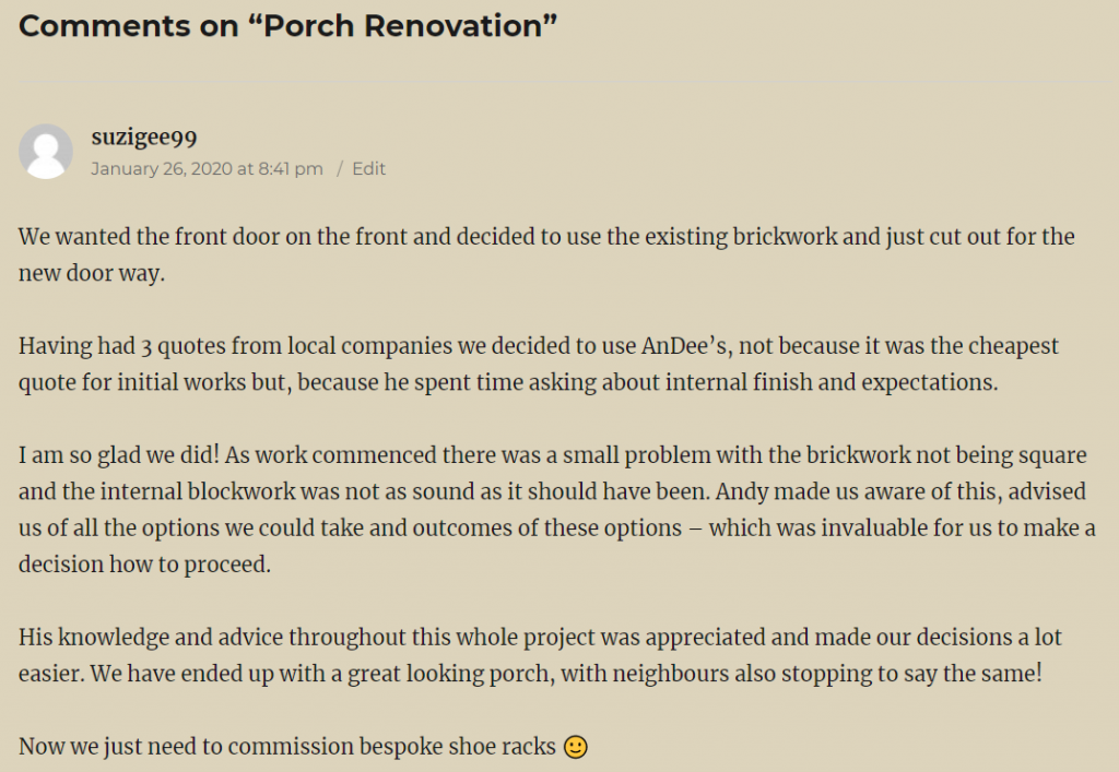 Porch Renovation review